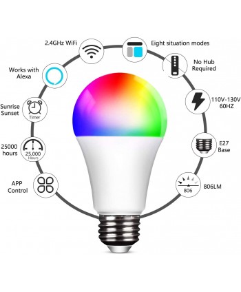 Lampadina RGB Smart WiFi E27 Daybetter Smart Bulb 9W 800 Lumen 2700 - 6500K