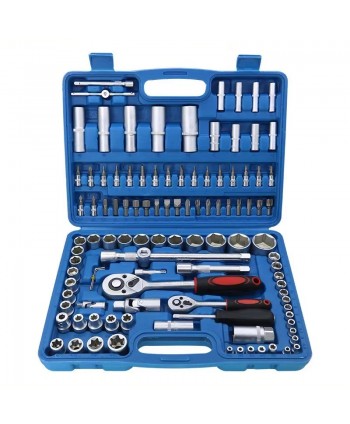 Set Chiavi a Bussola 108pz con Cricchetto 1/4” 1/2” Valigetta Portatile Officina