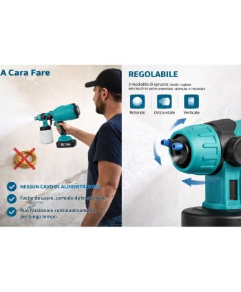 Pistola a Spruzzo a Batteria 48V con Doppia Batteria, Serbatoio 800ml